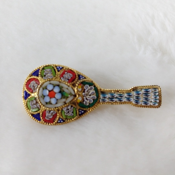 Jewelry - Vintage Micro Mosaic Guitar Mandolin Brooch Pin